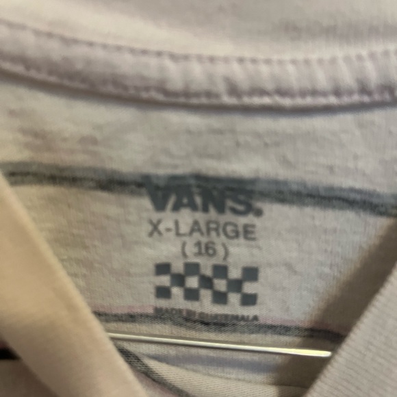 Women’s X-Large Cropped Pink Striped Vans Shirt Secondhand - Picture 2 of 5